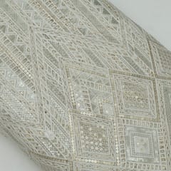 Dyeable Net Cutwork Embroidered Fabric