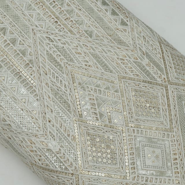 Dyeable Net Cutwork Embroidered Fabric
