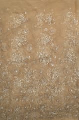 Beige Color Imoprted Net Embroidered Fabric