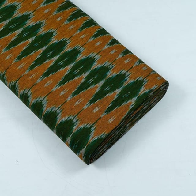 Green with Brown Ikat Fabric