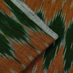 Green with Brown Ikat Fabric