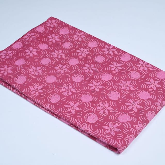Pink Color Daboo floral Printed Fabric