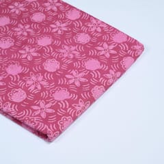 Pink Color Daboo floral Printed Fabric
