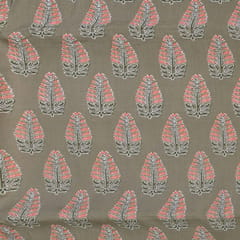 Khaki Color Cotton Printed Fabric