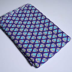 Purple Color with Blue Floral Booti Cotton Printed Fabric
