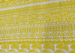 Printed Cotton Cambric Yellow White Abstract