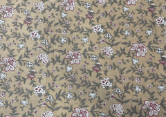 Printed Cotton Cambric Beige White Floral