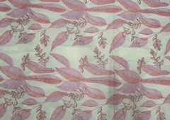 Printed Cotton Cambric Cream Pink Leaves