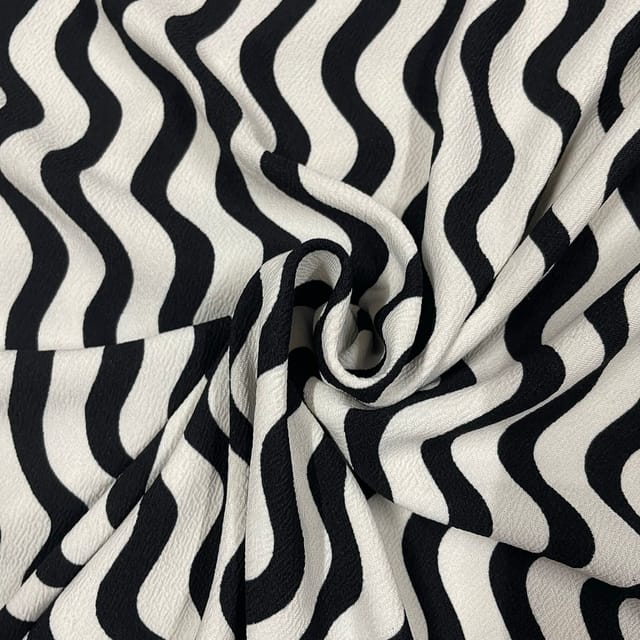 White Color Woolen Lycra Printed Fabric