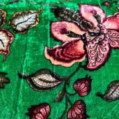 Green Color Pure Silk Velvet Printed Fabric