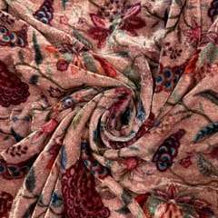 Multi Color Pure Silk Velvet Printed Fabric