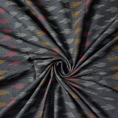 Black Color Cotton Ikat Fabric