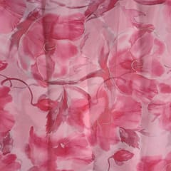 Pink Color Semi Organza Printed Fabric
