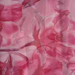 Pink Color Semi Organza Printed Fabric