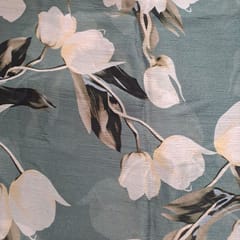 Grey Color Chiffon Printed Fabric