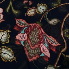Black Color Georgette Printed Fabric