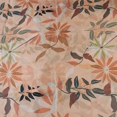 Orange Color Georgette Satin Printed Fabric