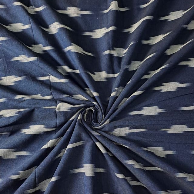 Navy Blue Color Cotton Ikat Fabric