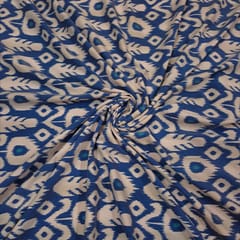 White Color Demin Lycra Printed Fabric