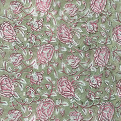 Pista Green Color Cotton Voil Printed Fabric