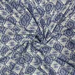 White Color Cotton Linen Slub Printed Fabric