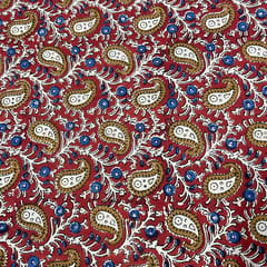 Red Color Cotton Cambric Printed Fabric