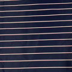 Navy Blue Color Metallic Stripe Fabric