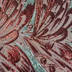 Maroon Color Sequins Embroidered Fabric