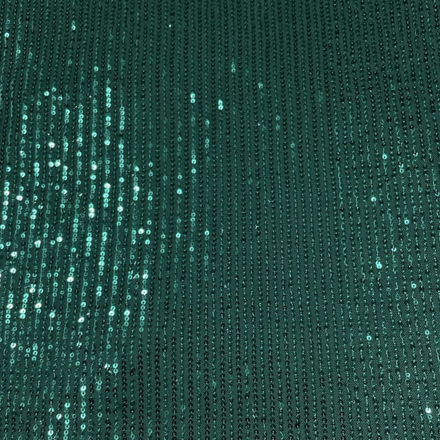 Green Color Lycra Net Sequins Embroidered Fabric