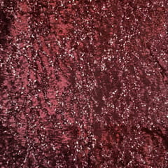 Maroon Color Lycra Sequins Embroidered Fabric
