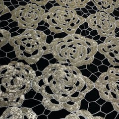 Gold Color Net Embroidered Fabric