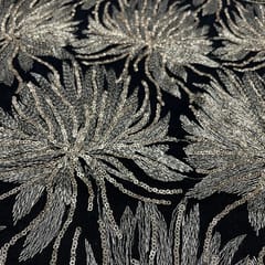 Black  Color Net Embroidered Fabric