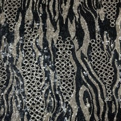Black Color Net Embroidered Fabric