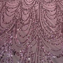 Lavender Color Net Embroidered Fabric