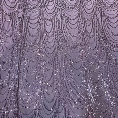 Lavender Color Net Embroidered Fabric