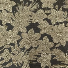 Golden Color Net Embroidered Fabric