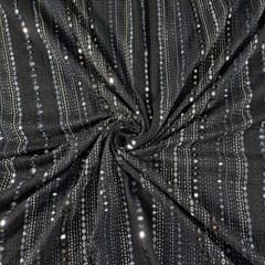Black Color Georgette Embroidered Fabric