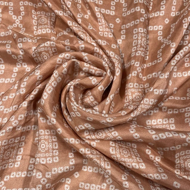 Peach Color Pure Habutai Silk Printed Fabric