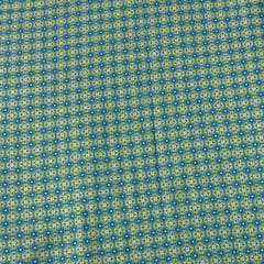 Teal Blue Color Cotton Silk Printed Fabric