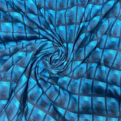 Blue Color Cotton Silk Printed Fabric