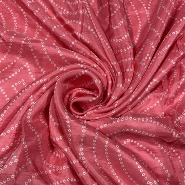 Pink Color Pure Silk Printed Fabric