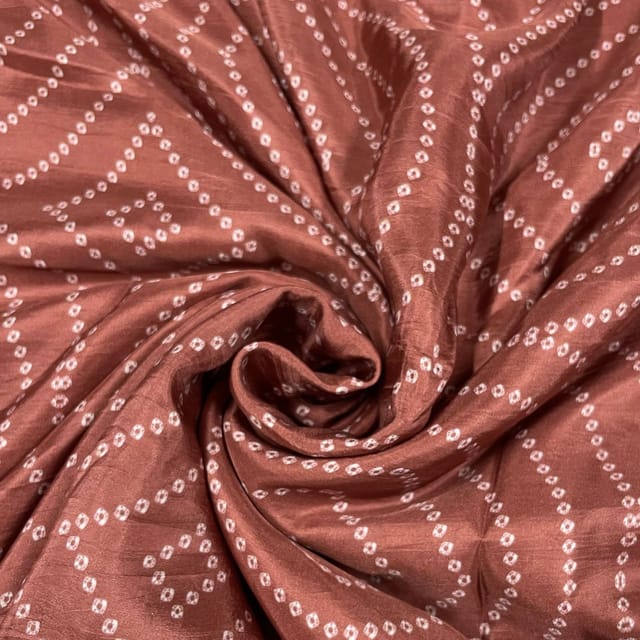 Brown Color Pure Silk Printed Fabric