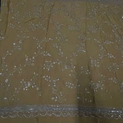 Mustard Color Chiffon Embroidered Fabric