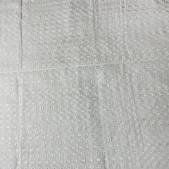 White Color Cotton Chikan Fabric