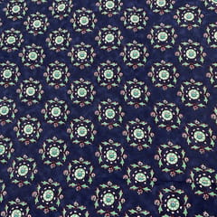 Navy Blue Color Rayon Printed Fabric