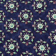 Navy Blue Color Rayon Printed Fabric