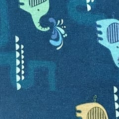 Blue Color Rayon Printed Fabric