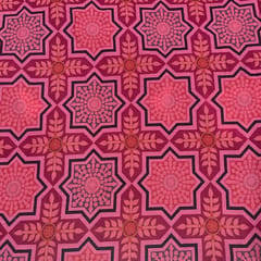 Pink Color Pure Matka Silk Printed Fabric