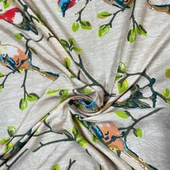 Fawn Color Crepe Printed Fabric
