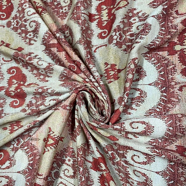 Maroon Color Crepe Printed Fabric